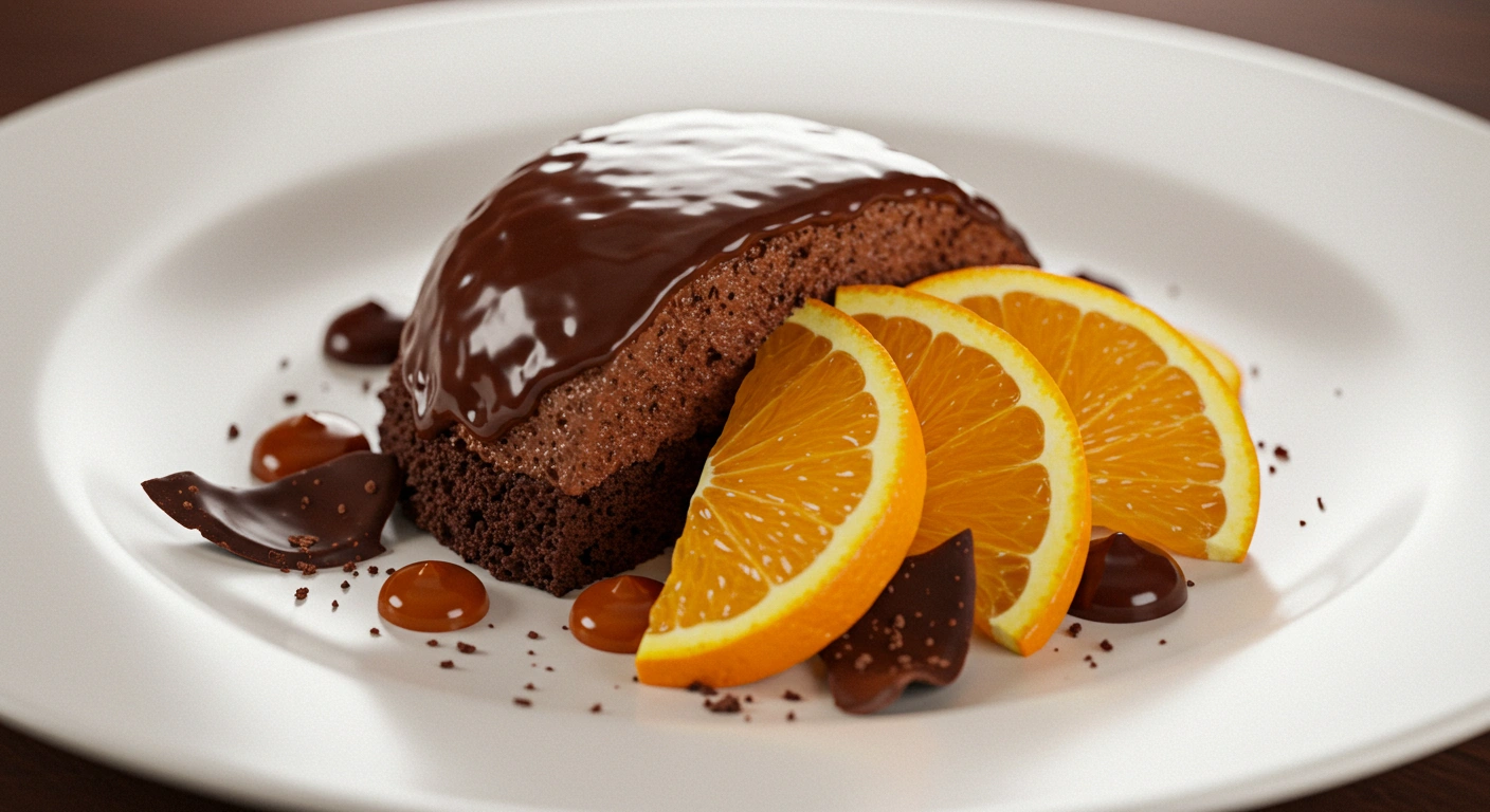 Gourmet Dessert: Dark Chocolate Explosion with Fresh Orange